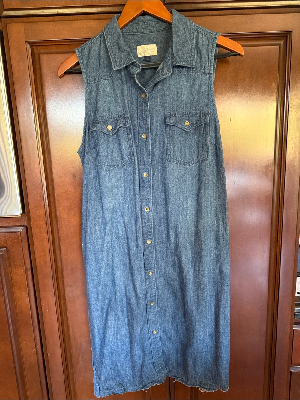 Universal Thread Sleeveless Denim Shirt Dress - Blue